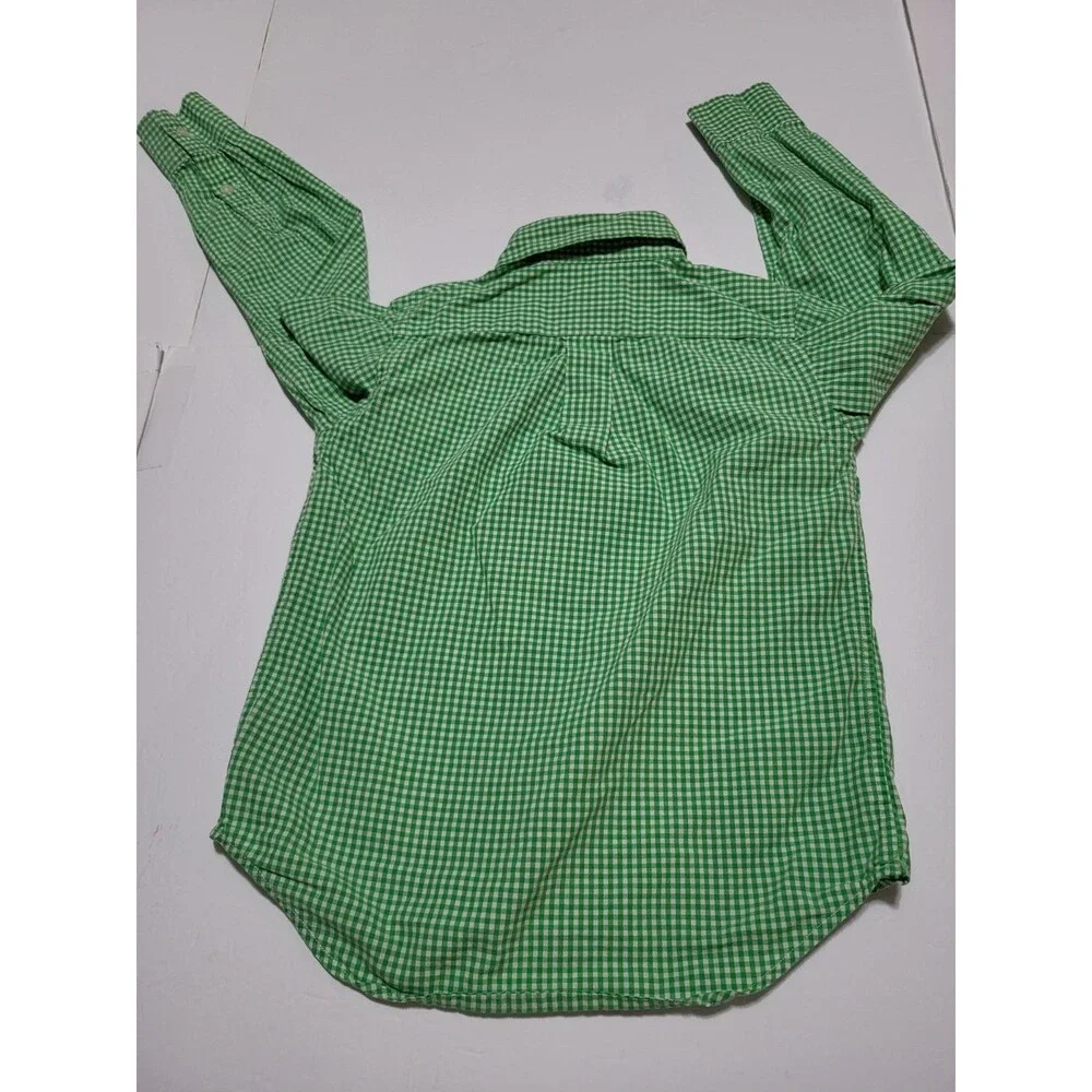 (#17) Polo Ralph Lauren Button Up Size Kid's 5 Green Check Plaid Long Sleeve